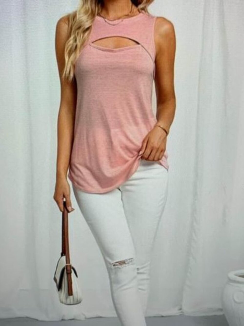 Ladies XXL pink open front Tank top style shirt